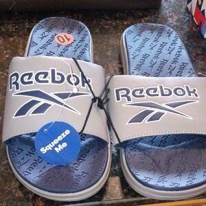 Reebok Navy and Gray Slide Sandals